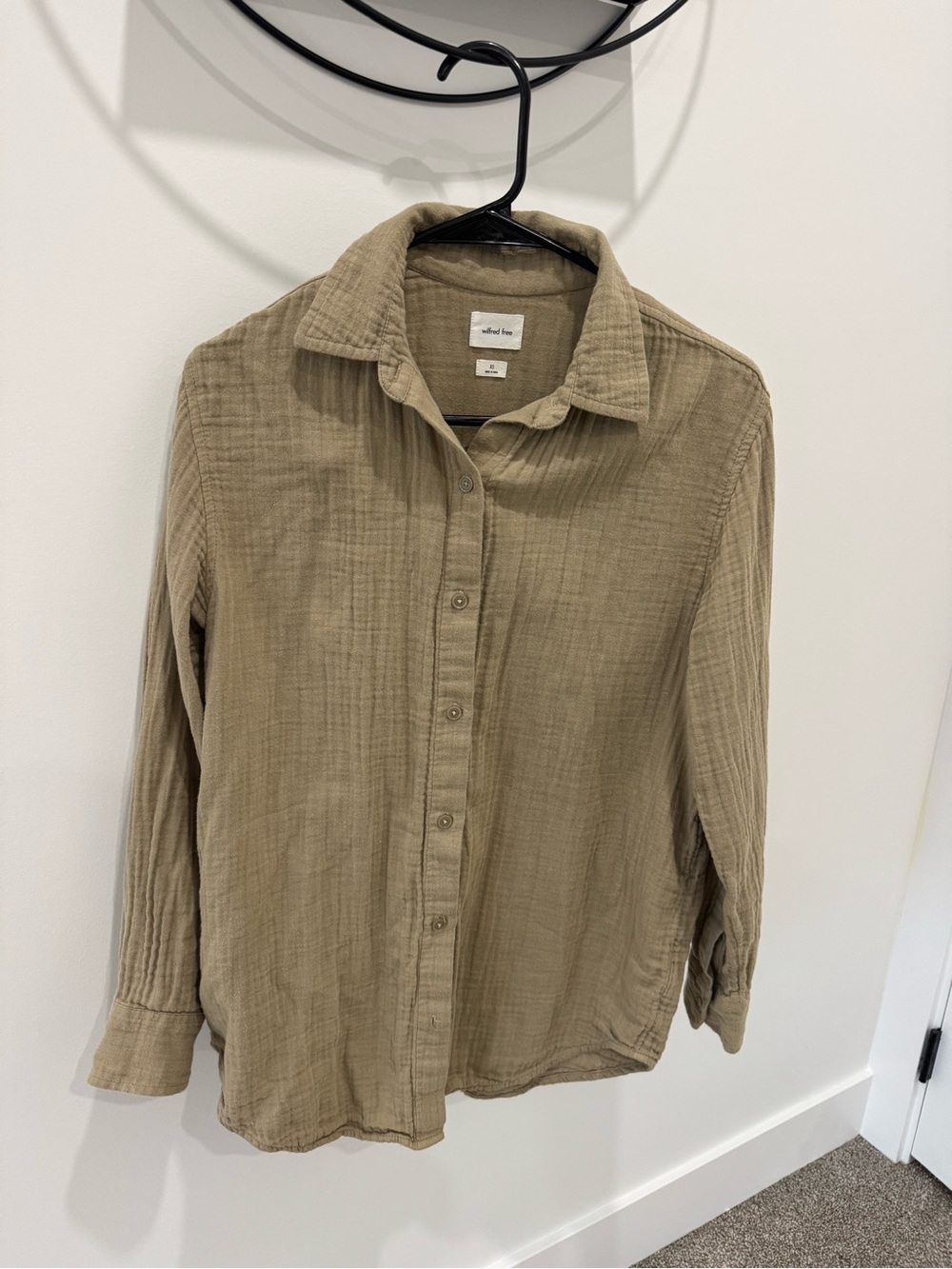 Wilfred Free Tan Button-Up Gauze Shirt